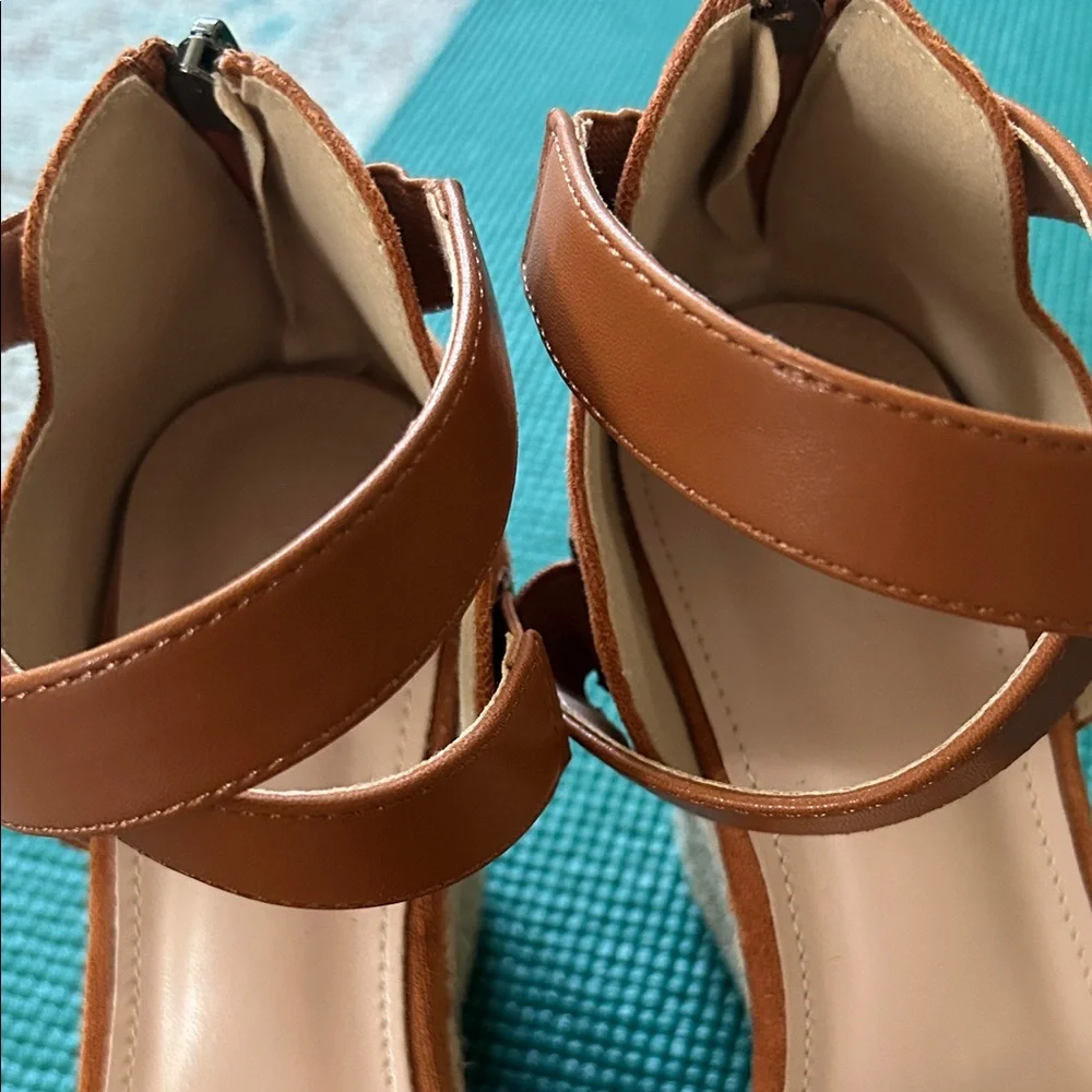 Women's Tan Espadrille Wedge Sandals